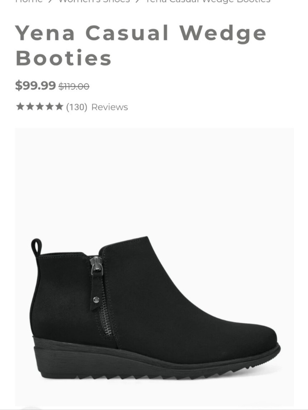 Easy Spirit Yena Casual Wedge Booties - Black Suede